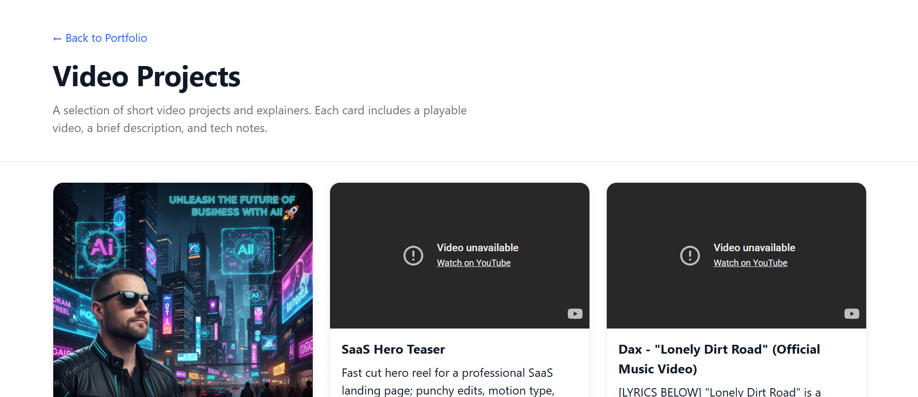 Video projects preview